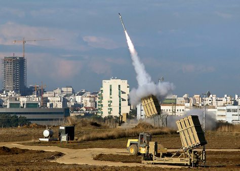 Israeli Iron Dome fires missile against Grad missile from Gaza Strip
